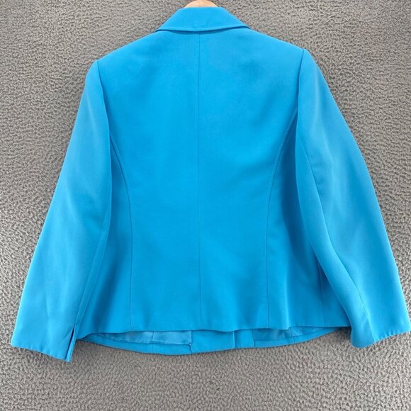 Jones Studio Blazer Womens 14W Plus Blue Button Up Notch Lapel Jacket Career - Picture 3 of 9